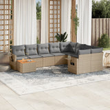 vidaXL 10-delige Loungeset met kussens poly rattan zwart