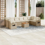 vidaXL 11-delige Loungeset met kussens poly rattan zwart