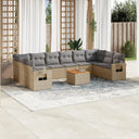 vidaXL 11-delige Loungeset met kussens poly rattan zwart