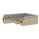 vidaXL 11-delige Loungeset met kussens poly rattan zwart