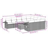vidaXL 11-delige Loungeset met kussens poly rattan zwart