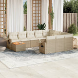 vidaXL 11-delige Loungeset met kussens poly rattan zwart