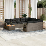 vidaXL 11-delige Loungeset met kussens poly rattan zwart