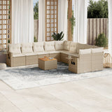 vidaXL 11-delige Loungeset met kussens poly rattan zwart