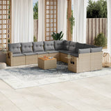 vidaXL 11-delige Loungeset met kussens poly rattan zwart