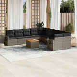 vidaXL 11-delige Loungeset met kussens poly rattan zwart