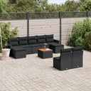 vidaXL 10-Piece Lounge Set with Cushions Poly Rattan Black