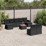 vidaXL 10-Piece Lounge Set with Cushions Poly Rattan Black