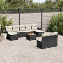 vidaXL 10-Piece Lounge Set with Cushions Poly Rattan Black