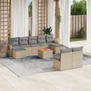 vidaXL 10-Piece Lounge Set with Cushions Poly Rattan Black