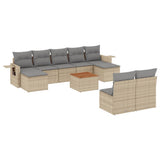vidaXL 10-Piece Lounge Set with Cushions Poly Rattan Black