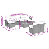 vidaXL 10-Piece Lounge Set with Cushions Poly Rattan Black