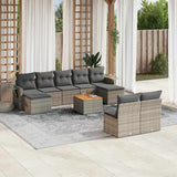 vidaXL 10-Piece Lounge Set with Cushions Poly Rattan Black