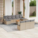 vidaXL 11-delige Loungeset met kussens poly rattan zwart
