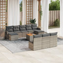 vidaXL 11-delige Loungeset met kussens poly rattan zwart