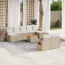 vidaXL 10-delige Loungeset met kussens poly rattan zwart