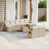 vidaXL 10-delige Loungeset met kussens poly rattan zwart