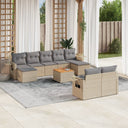 vidaXL 10-delige Loungeset met kussens poly rattan zwart
