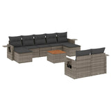vidaXL 10-delige Loungeset met kussens poly rattan zwart