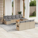 vidaXL 11-delige Loungeset met kussens poly rattan zwart