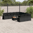 vidaXL 12-piece Lounge Set with Cushions Poly Rattan Black