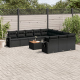 vidaXL 12-piece Lounge Set with Cushions Poly Rattan Black