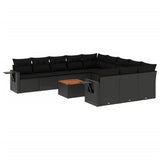 vidaXL 12-piece Lounge Set with Cushions Poly Rattan Black