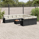 vidaXL 12-piece Lounge Set with Cushions Poly Rattan Black