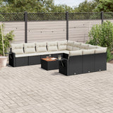 vidaXL 12-piece Lounge Set with Cushions Poly Rattan Black