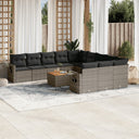vidaXL 12-piece Lounge Set with Cushions Poly Rattan Black