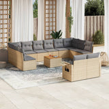 vidaXL 13-delige Loungeset met kussens poly rattan zwart