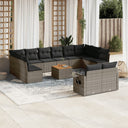 vidaXL 13-delige Loungeset met kussens poly rattan zwart