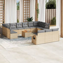 vidaXL 14-delige Loungeset met kussens poly rattan zwart