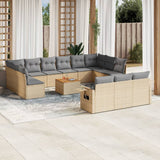 vidaXL 14-delige Loungeset met kussens poly rattan zwart