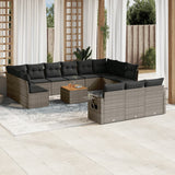 vidaXL 14-delige Loungeset met kussens poly rattan zwart