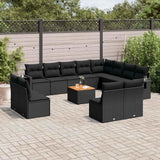 vidaXL 13-piece Lounge Set with Cushions Poly Rattan Black