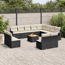 vidaXL 13-piece Lounge Set with Cushions Poly Rattan Black