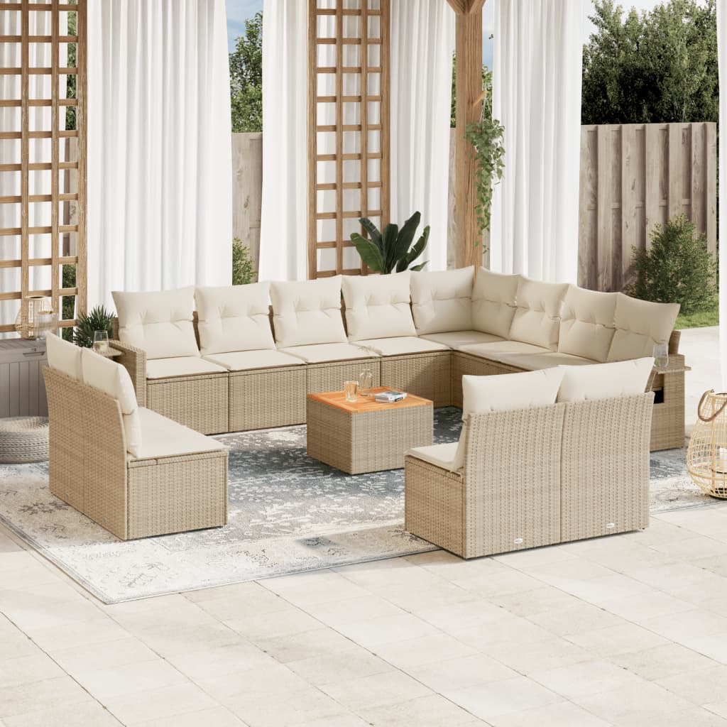vidaXL 13-piece Lounge Set with Cushions Poly Rattan Black