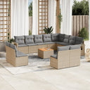 vidaXL 13-piece Lounge Set with Cushions Poly Rattan Black