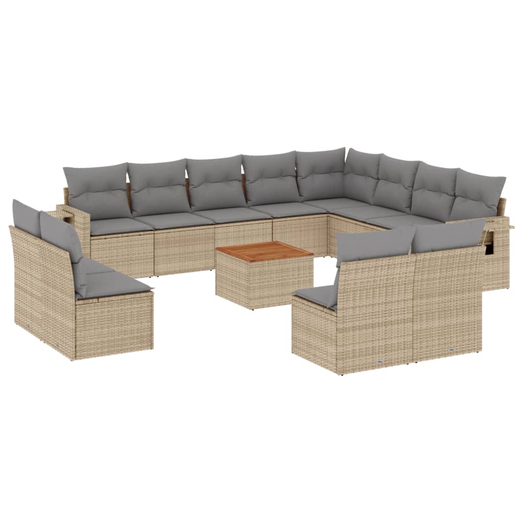 vidaXL 13-piece Lounge Set with Cushions Poly Rattan Black