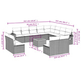 vidaXL 13-piece Lounge Set with Cushions Poly Rattan Black