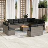 vidaXL 13-piece Lounge Set with Cushions Poly Rattan Black
