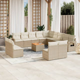 vidaXL 14-delige Loungeset met kussens poly rattan zwart