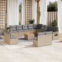 vidaXL 14-delige Loungeset met kussens poly rattan zwart