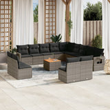 vidaXL 14-delige Loungeset met kussens poly rattan zwart