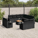 vidaXL 12-Piece Loungeset with Cushions Poly Rattan Black