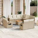 vidaXL 12-Piece Loungeset with Cushions Poly Rattan Black