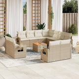 vidaXL 12-Piece Loungeset with Cushions Poly Rattan Black