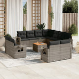 vidaXL 12-Piece Loungeset with Cushions Poly Rattan Black