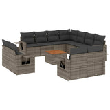 vidaXL 12-Piece Loungeset with Cushions Poly Rattan Black